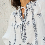 Famecoco Embroidered Ramie Blouse