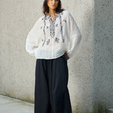 Famecoco Embroidered Ramie Blouse