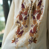 Famecoco Floral Embroidered Ramie Blouse