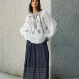 Famecoco Embroidered Ramie Blouse