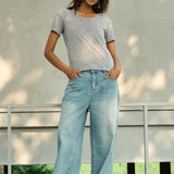 Famecoco Silver Splatter Wide Leg Jeans