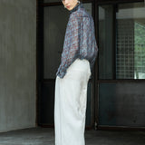 Famecoco Paisley Ruffle Neck Blouse