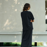 Famecoco Speckled Cotton Tee & Maxi Skirt Set