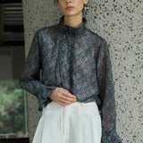 Famecoco Paisley Ruffle Neck Blouse