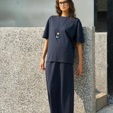 Famecoco Speckled Cotton Tee & Maxi Skirt Set