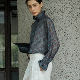 Famecoco Paisley Ruffle Neck Blouse