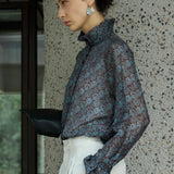 Famecoco Paisley Ruffle Neck Blouse
