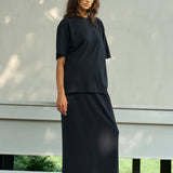 Famecoco Speckled Cotton Tee & Maxi Skirt Set
