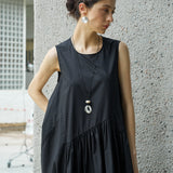 Famecoco Asymmetric Cotton Midi Dress