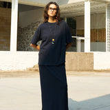 Famecoco Speckled Cotton Tee & Maxi Skirt Set