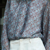 Famecoco Paisley Ruffle Neck Blouse