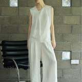 Famecoco Relaxed Linen Blend Tank Top