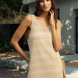 Famecoco Open-Knit Tank Midi Dress