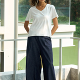 Famecoco Pleated Denim Wide Leg Pants