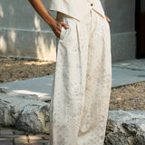 Famecoco Printed Cotton Lyocell Wide Leg Pants