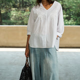 Famecoco Floral Embroidered Cotton Blouse