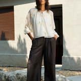 Famecoco Floral Tie-Neck Blouse
