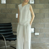 Famecoco Relaxed Linen Blend Tank Top
