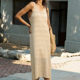 Famecoco Open-Knit Tank Midi Dress