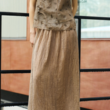 Famecoco Silk Mandarin Collar Sleeveless Top