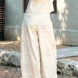 Famecoco Printed Cotton Lyocell Wide Leg Pants