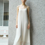 Famecoco Gathered Silk Cami Maxi Dress