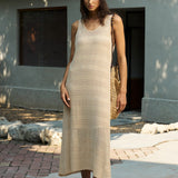 Famecoco Open-Knit Tank Midi Dress