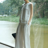 Famecoco Linen-Blend Wide-Leg Pants
