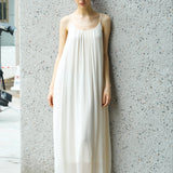Famecoco Gathered Silk Cami Maxi Dress