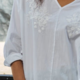 Famecoco Floral Embroidered Cotton Blouse