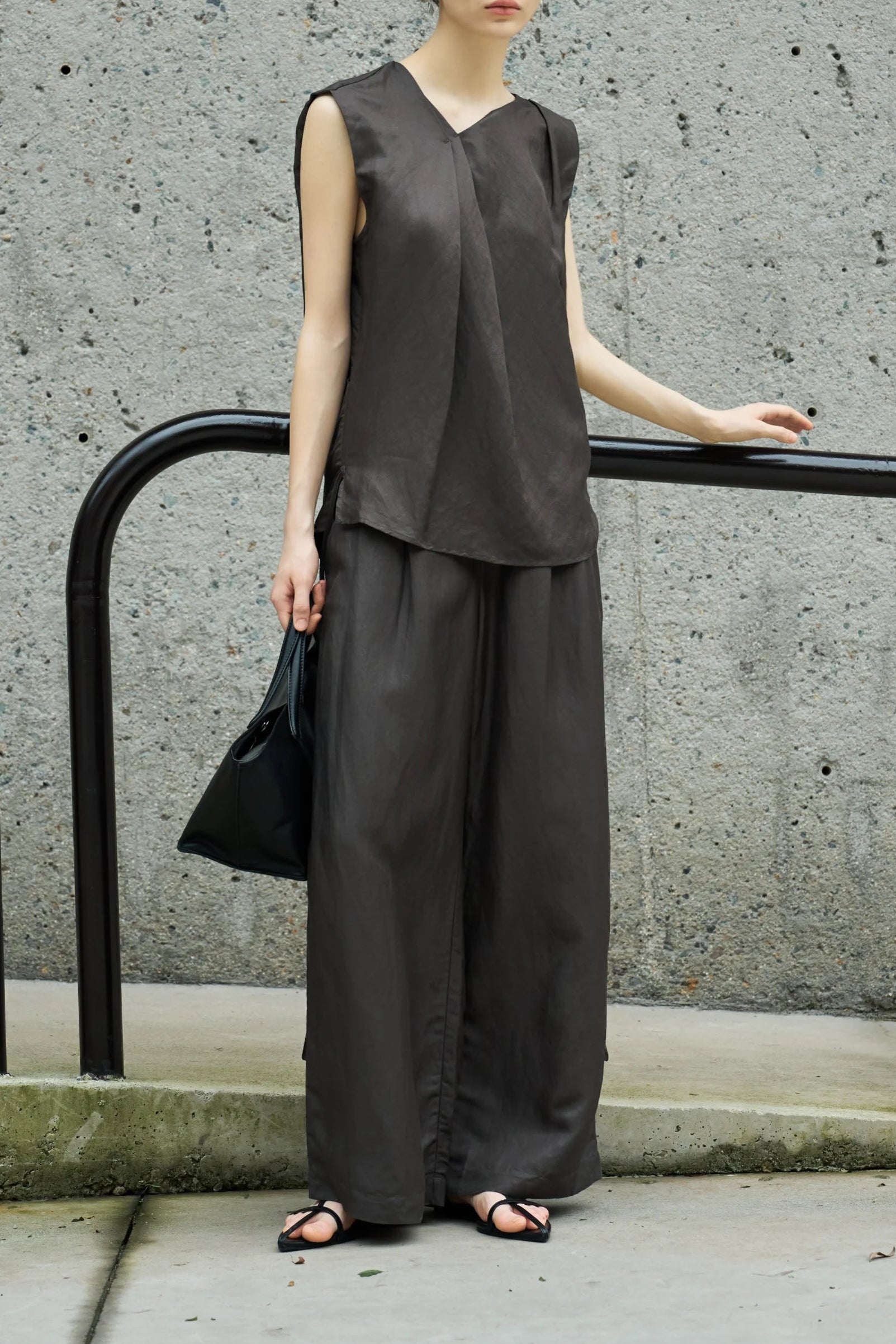 Famecoco Linen-Blend Wide-Leg Pants