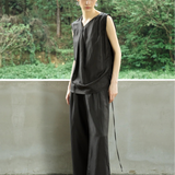 Famecoco Relaxed Linen Blend Tank Top