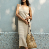Famecoco Open-Knit Tank Midi Dress