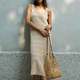 Famecoco Open-Knit Tank Midi Dress