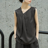 Famecoco Relaxed Linen Blend Tank Top