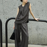Famecoco Relaxed Linen Blend Tank Top