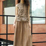Famecoco Silk Mandarin Collar Sleeveless Top