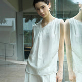 Famecoco Relaxed Linen Blend Tank Top