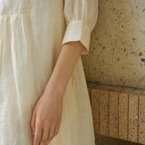 Famecoco Embroidered Ramie Midi Dress
