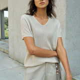 Famecoco Bouclé V-Neck T-Shirt