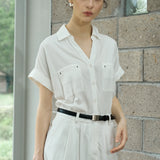Famecoco Linen Lyocell Shirt Dress