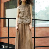 Famecoco Textured Ramie Midi Skirt