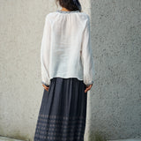 Famecoco Folk-Print Cotton Midi Skirt