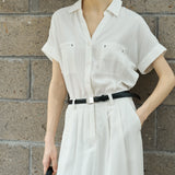 Famecoco Linen Lyocell Shirt Dress
