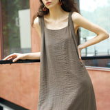 Famecoco Crinkled Layered Maxi Dress