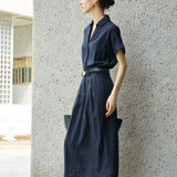 Famecoco Linen Lyocell Shirt Dress
