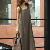 Famecoco Crinkled Layered Maxi Dress