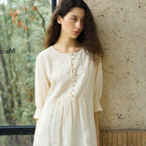 Famecoco Embroidered Ramie Midi Dress