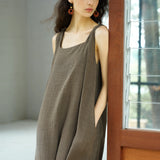 Famecoco Crinkled Layered Maxi Dress
