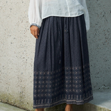 Famecoco Folk-Print Cotton Midi Skirt